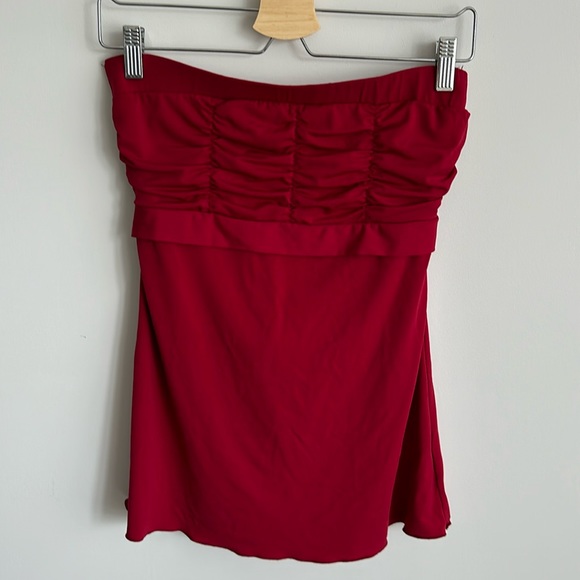 Red ruched Y2K tube top - Picture 1 of 4